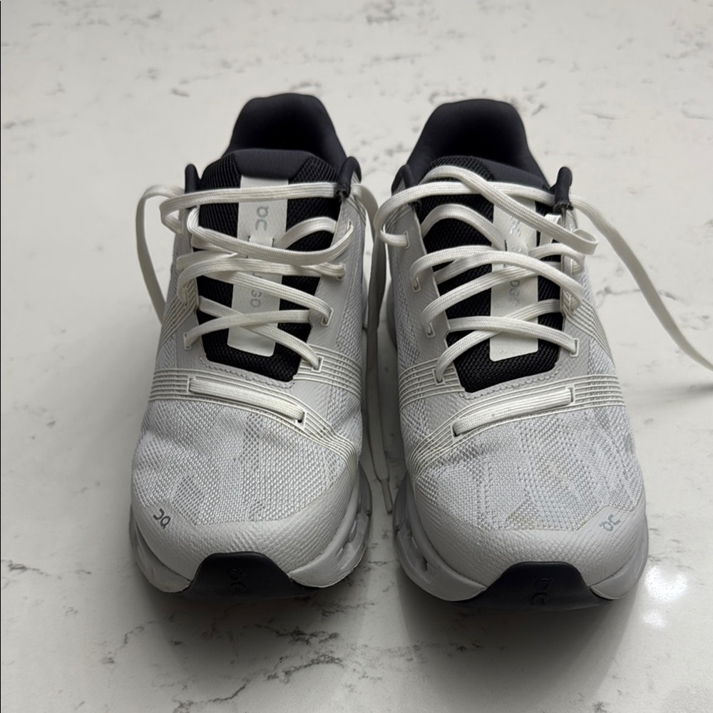 On Running Athletic Shoes White and Black Mesh Design